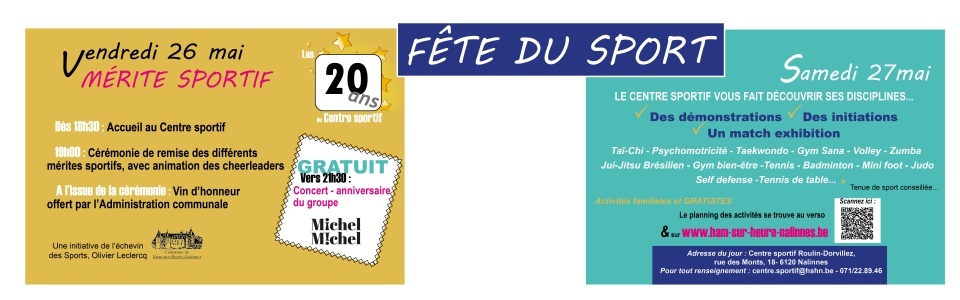 Commune de Ham-sur-Heure-Nalinnes | Mérites sportifs, fête du sport et anniversaire au son des "Michel-Michel"